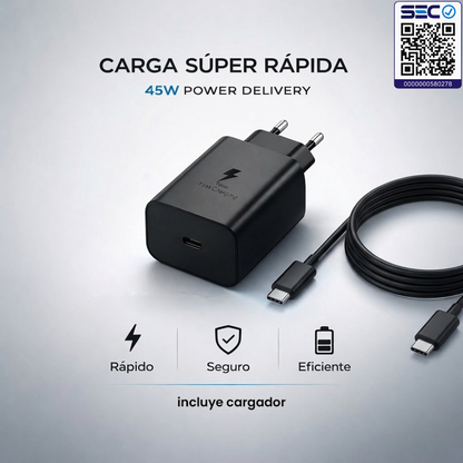 Cargador rapido Motoso LS-45 PD 45W mas CABLE TIPO C