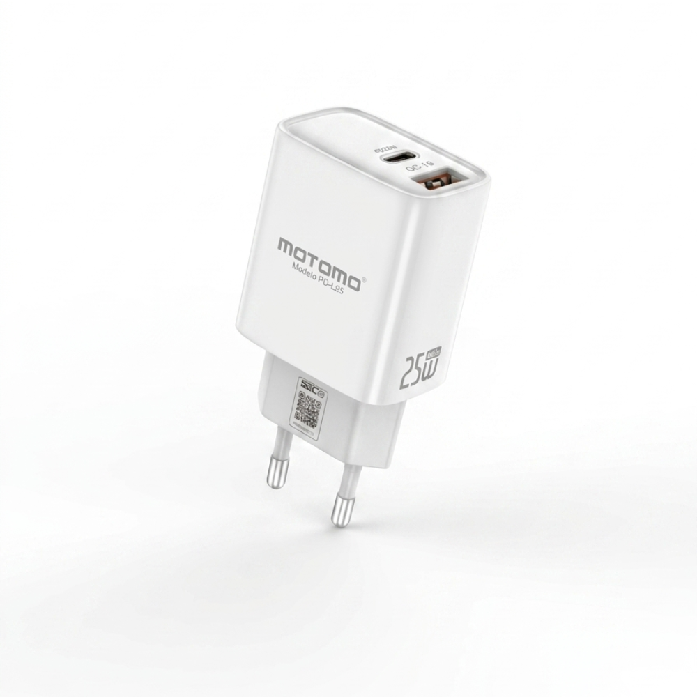 Cargador rápido MOTOMO PD-L25 GaN 25W USB-C + USB-A (Certificación SEC)