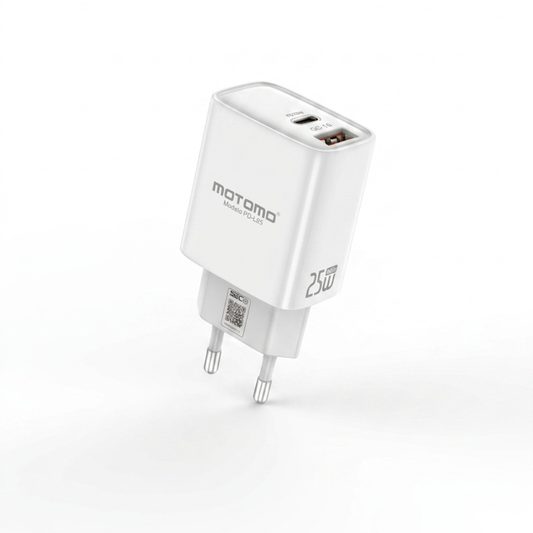 Cargador rápido MOTOMO PD-L25 GaN 25W USB-C + USB-A (Certificación SEC)