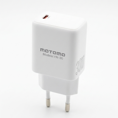Cargador rápido MOTOMO MO-YN-30 GaN 30W USB-C (Certificación SEC)