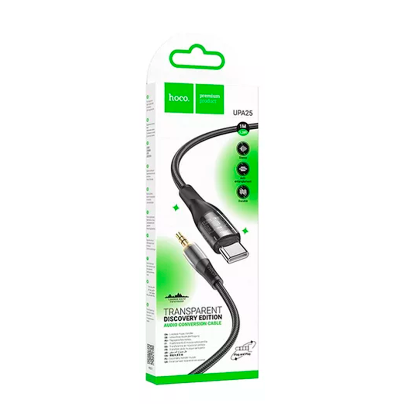 Cable Auxiliar Audio 3.5mm a tipo C Hoco UPA25 Negro