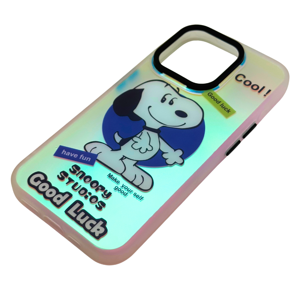 Carcasa para iPhone 15 Pro de Snoopy Tornasol Antigolpes, Diseño Brillante