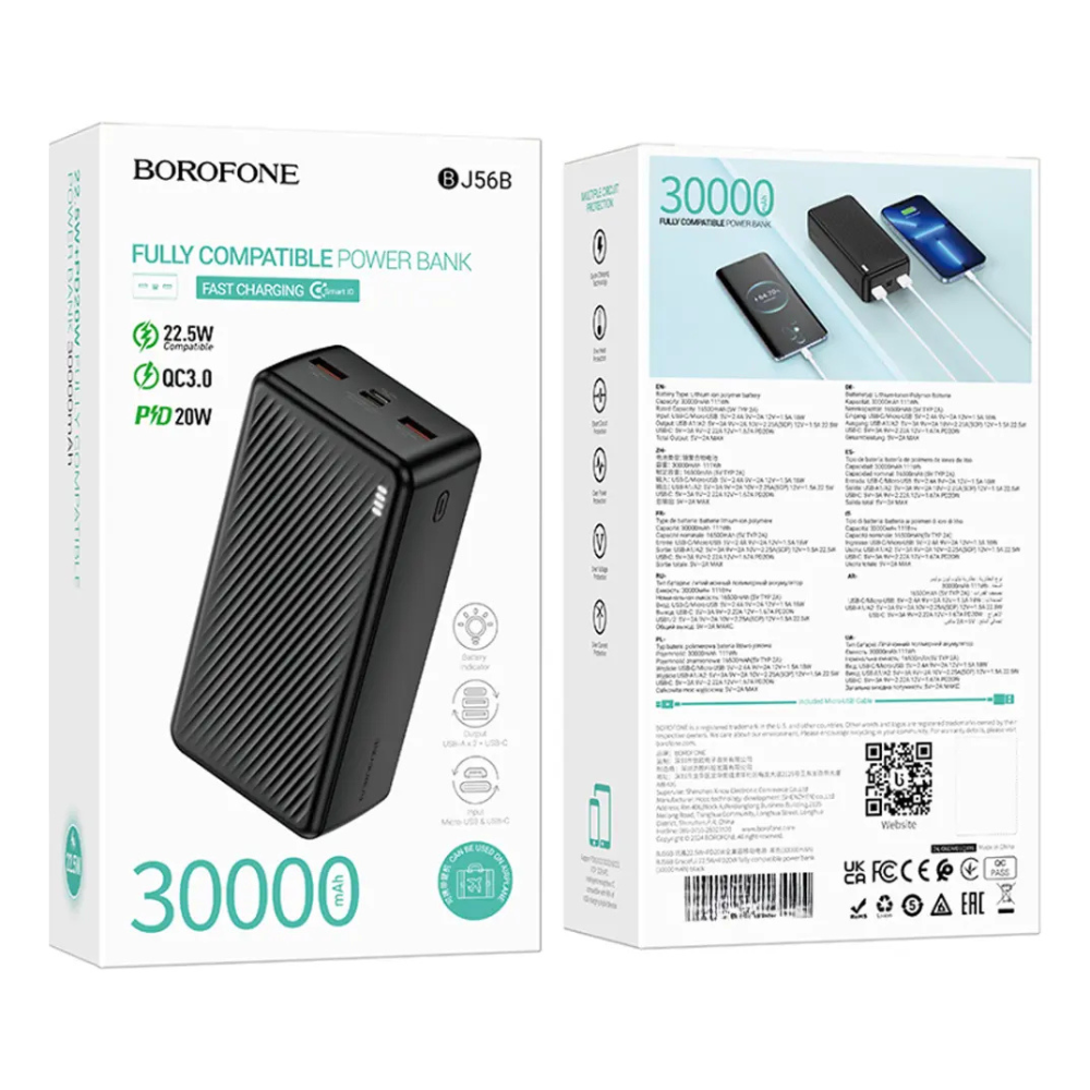 Batería Portátil BOROFONE BJ56B 30.000mAh