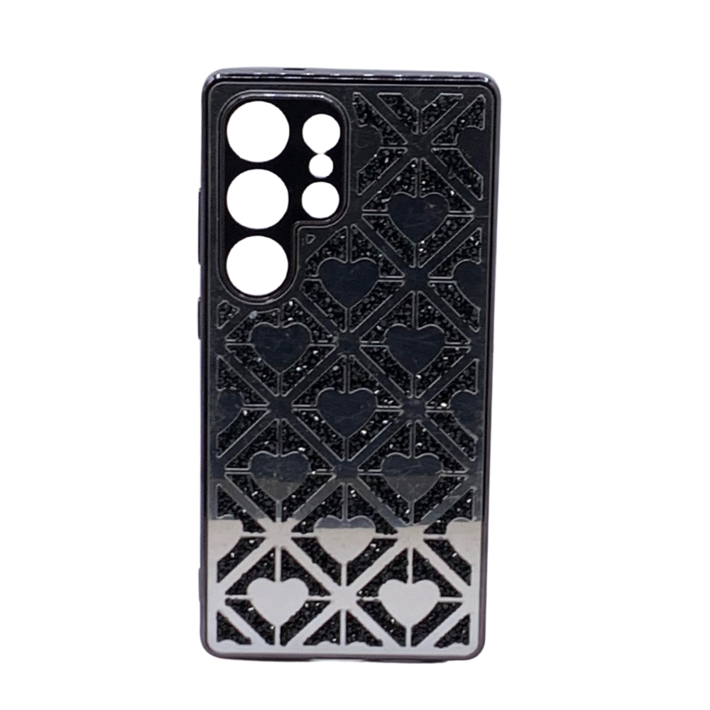 Carcasa para S25 Ultra con Efecto Espejo y Corazones Diamantados