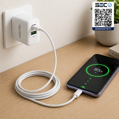 Cargador Rápido GaN 30W MOTOMO PD + QC3.0 con Cable Tipo C a Lightning  (Certificación SEC)