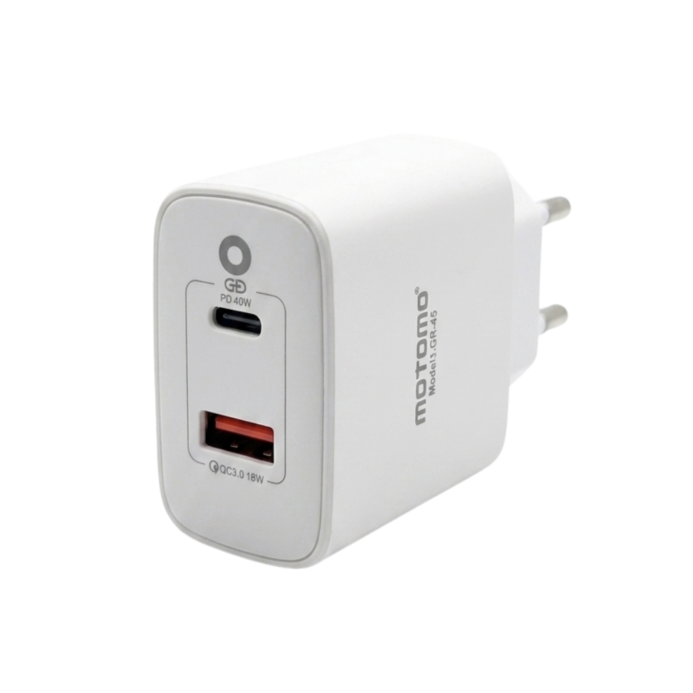 Cargador rápido MOTOMO CR45 45W PD + QC (Certificación SEC)