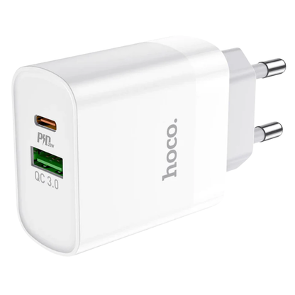 Cargador Rápido Dual HOCO C80A | 20W PD + QC 3.0