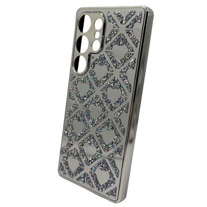 Carcasa para S25 Ultra con Efecto Espejo y Corazones Diamantados