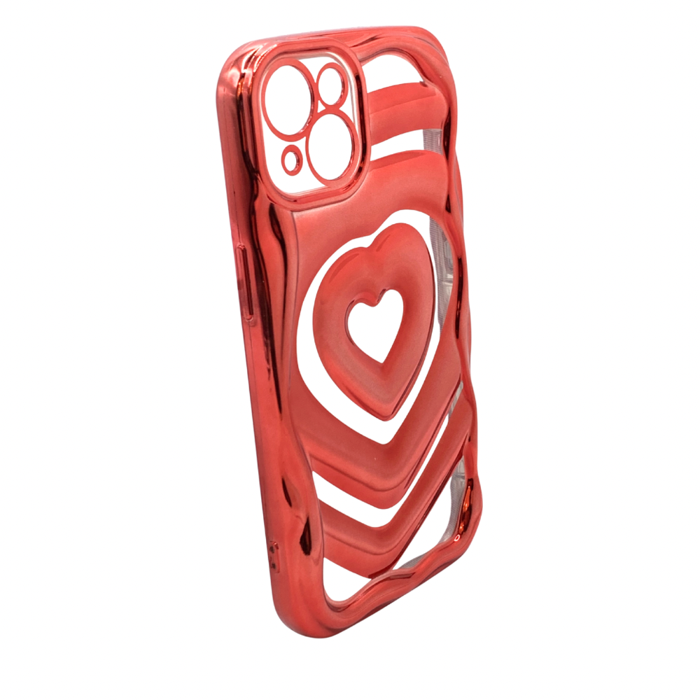 Carcasa Para IPhone 13 Estilo Corazón Cromada