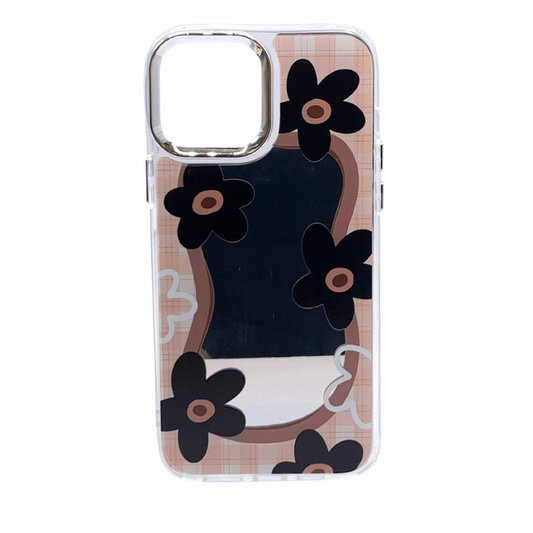 Carcasa Para iPhone 13 Pro Max Estilo Flores Con Espejo