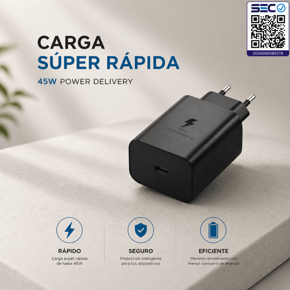 Cargador rapido certificado 45w Motomo LS-45 (sin cable)