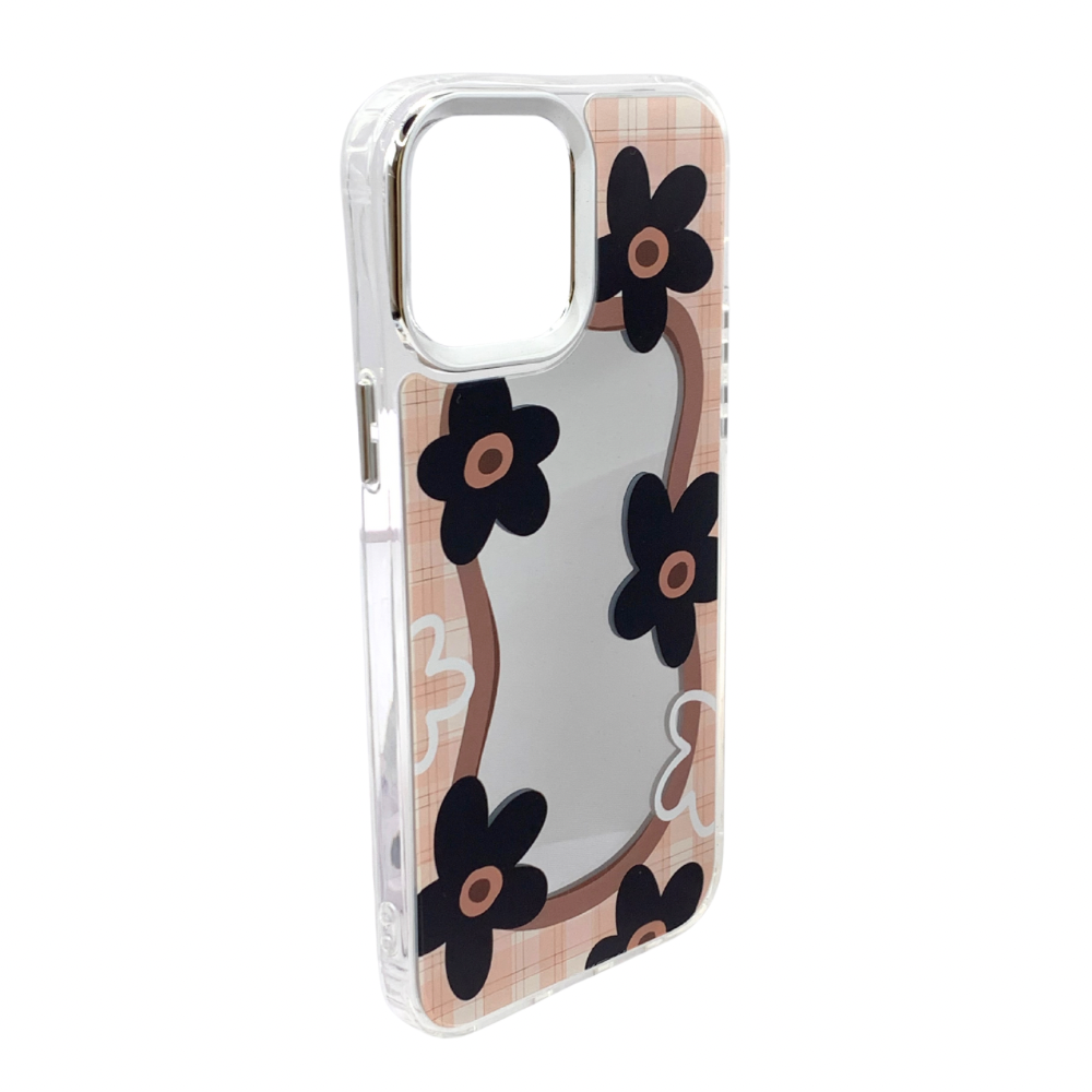 Carcasa Para iPhone 13 Pro Max Estilo Flores Con Espejo