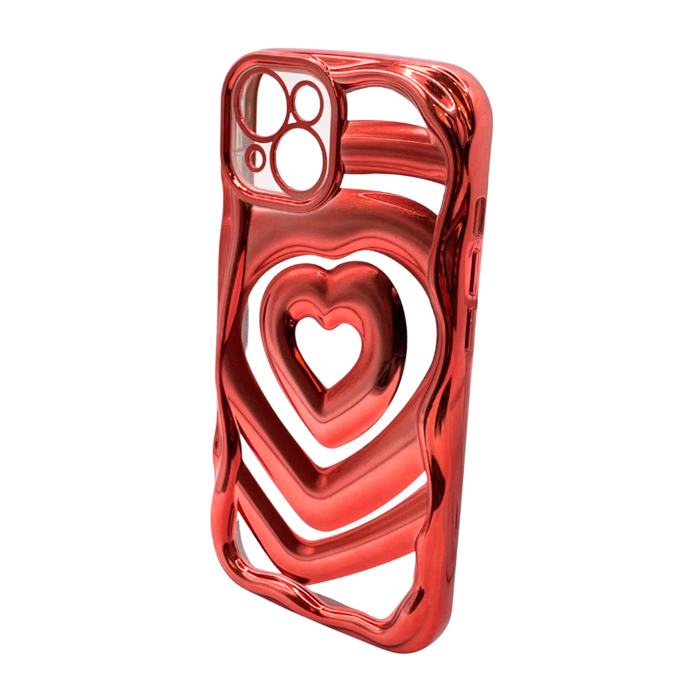 Carcasa Para IPhone 13 Estilo Corazón Cromada