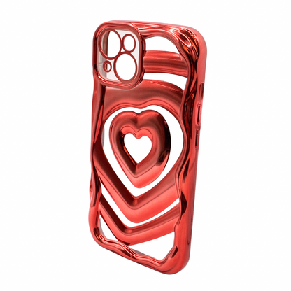 Carcasa Para IPhone 13 Estilo Corazón Cromada