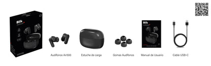 Audifonos Bluetooth Inalámbricos Blik Air500 Negro 30 hrs