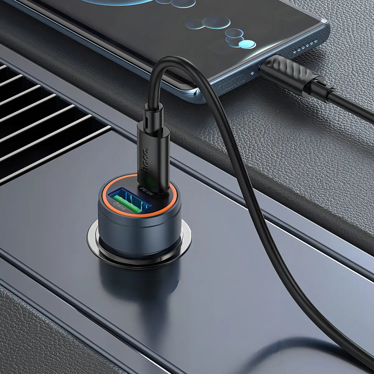 Cargador para automovil 30W con cable tipo c a lightning HOCO Z57A