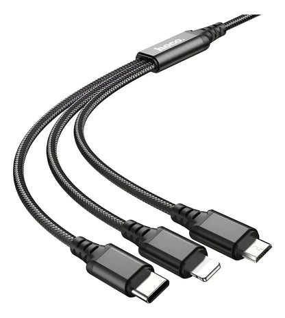 Cable Usb 3 En 1 Hoco X76 Tipo C Micro Usb Lightning 1 metro