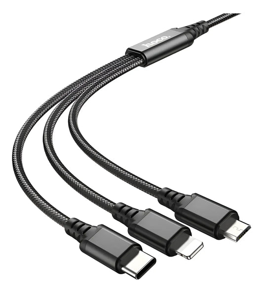 Cable Usb 3 En 1 Hoco X76 Tipo C Micro Usb Lightning 1 metro