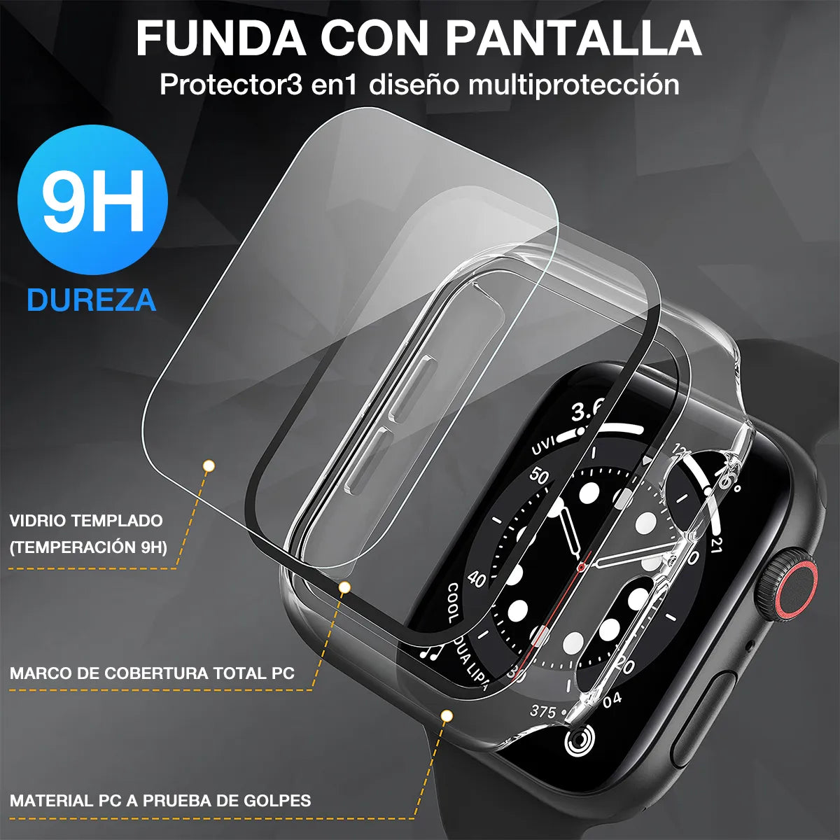 Carcasa Transparente con Vidrio para Apple Watch 46 mm