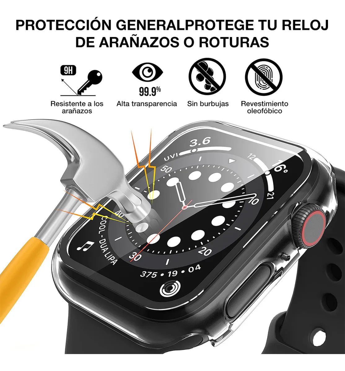 Carcasa Transparente con Vidrio para Apple Watch 46 mm