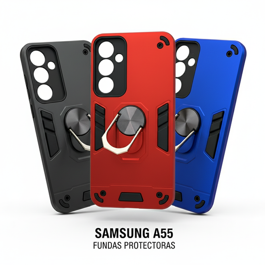 Funda Antigolpes Samsung A55 - Carcasa Uso Rudo con Anillo Magnético