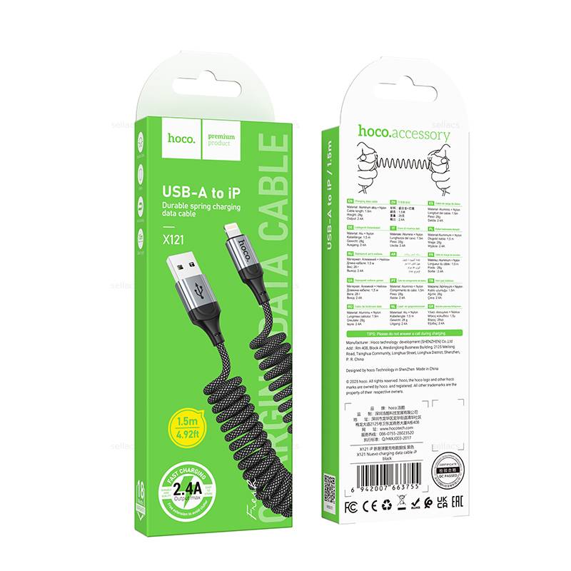 Cable Usb Para Lightning Hoco X121 1.5m 2.4a Negro