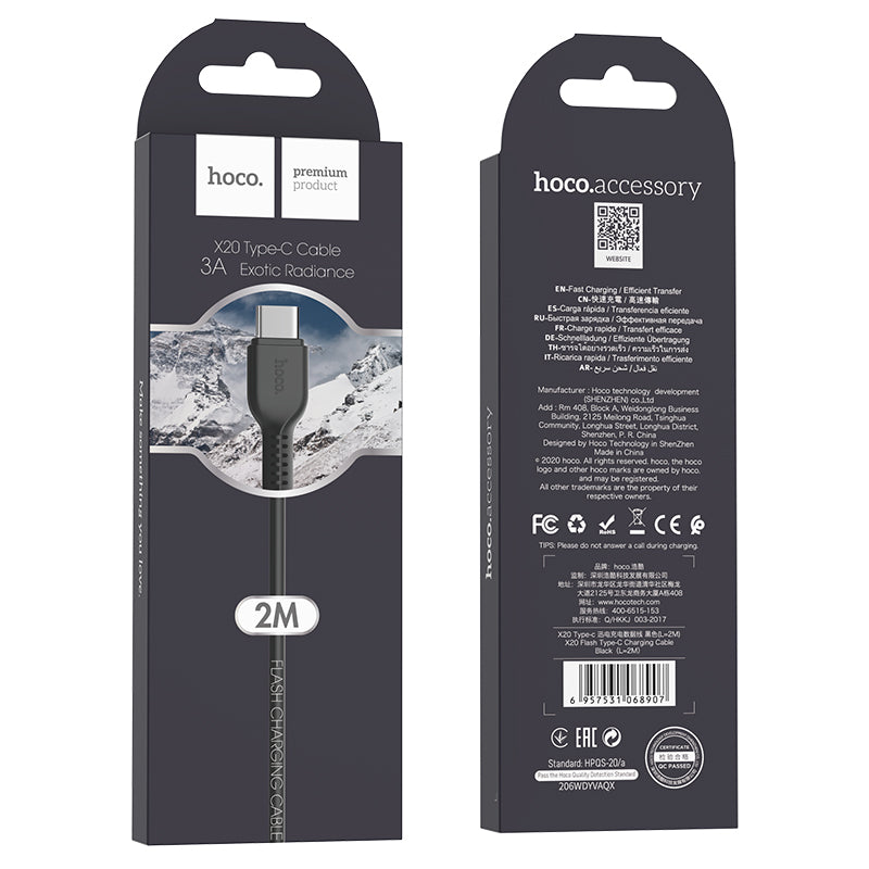 Cable USB tipo C de 2 metros Hoco X20 2 metros