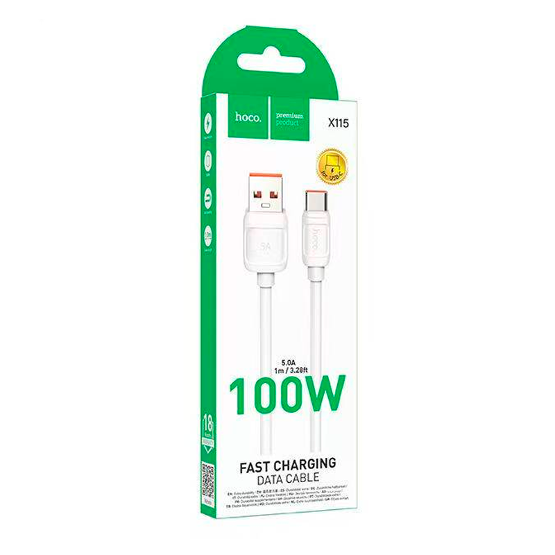 Cable Usb a Tipo C Hoco X115 100w 1 Metro Blanco
