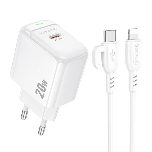 Cargador Borofone Bas43a 20w Tipo C mas Cable Lightning