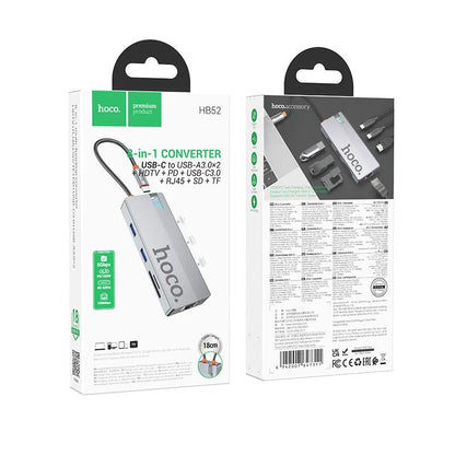 Hub Hoco HB51 tipo C 8 en 1 con RJ45
