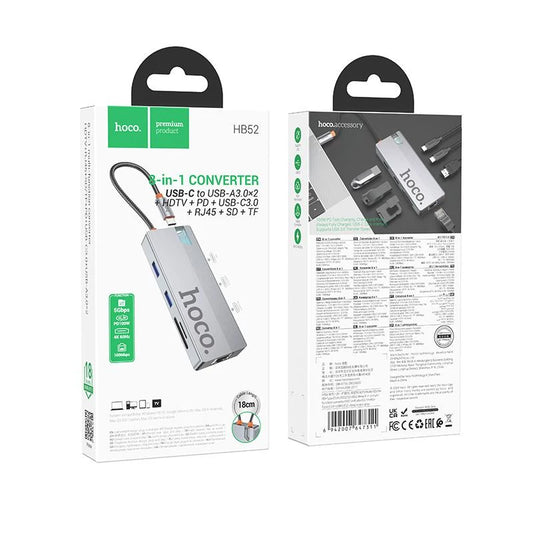 Hub Hoco HB51 tipo C 8 en 1 con RJ45