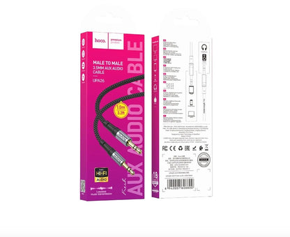 Cable auxiliar trenzado HOCO UPA26 1 metro negro