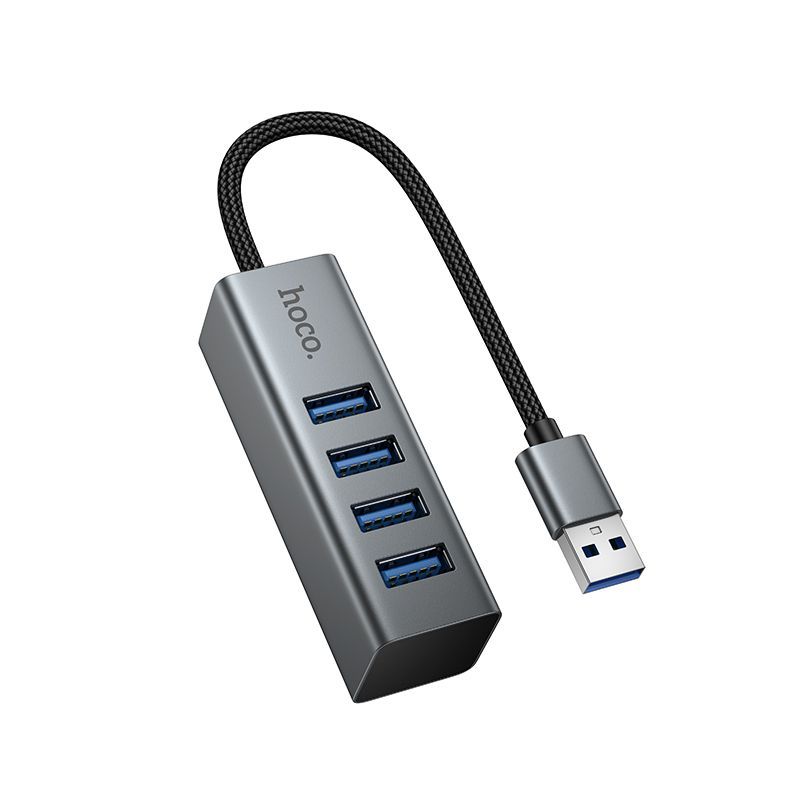 Adaptador Hub Hoco Hb1b Usb 4 en 1 Usb 3.0 Gris