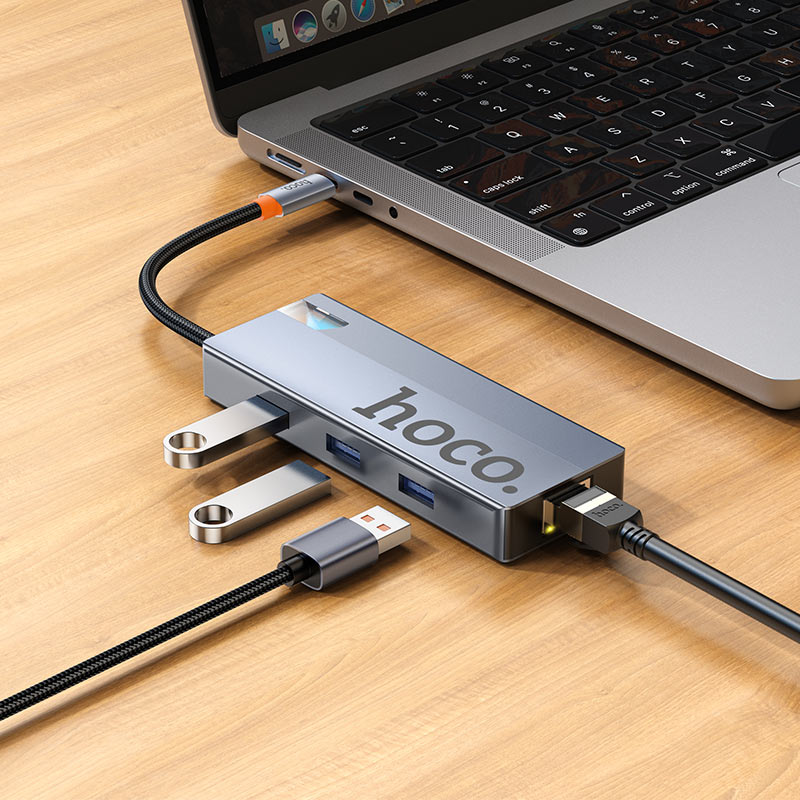 Hub Hoco HB51 Tipo C 6 en 1 con RJ45