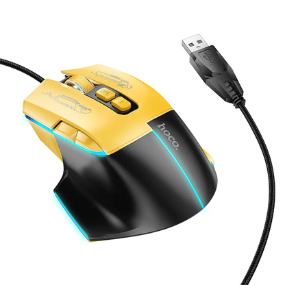 Mouse Gamer Hoco Con Cable Gm31 3600 Dpi Amarillo