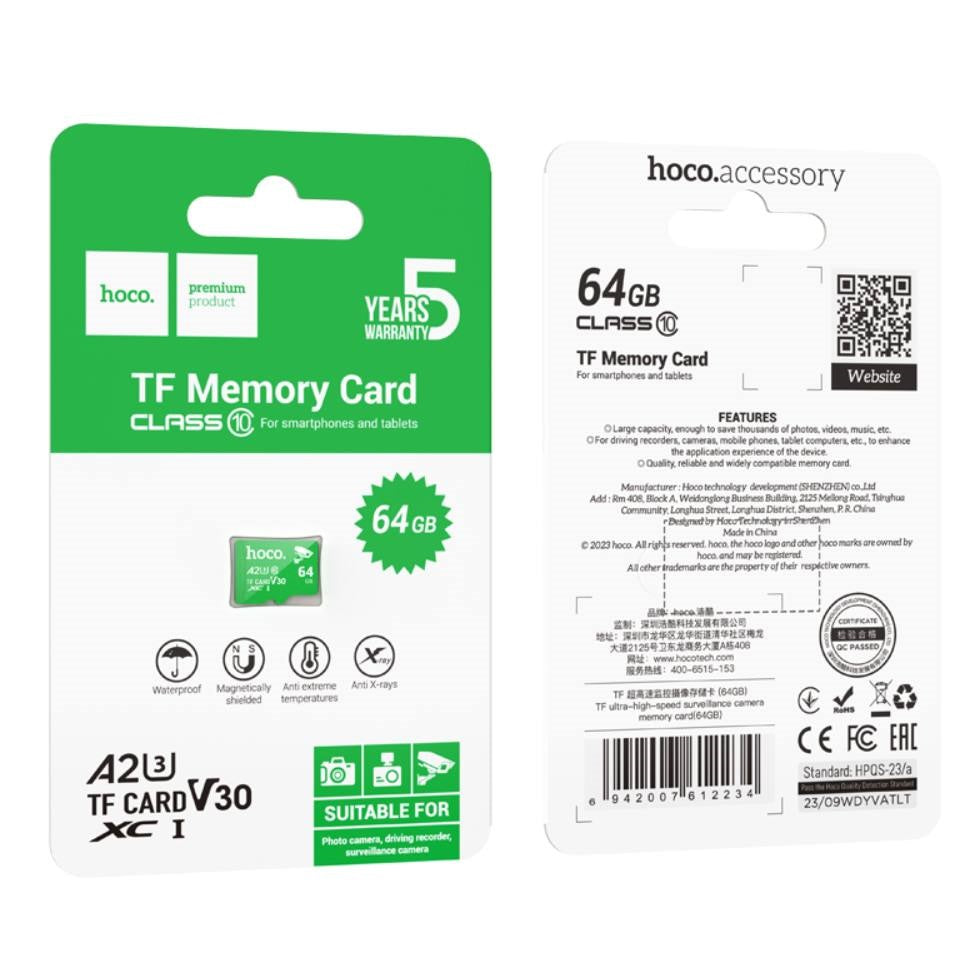 Micro SD Tf Flash Alto Rendimiento Hoco 64 Gb