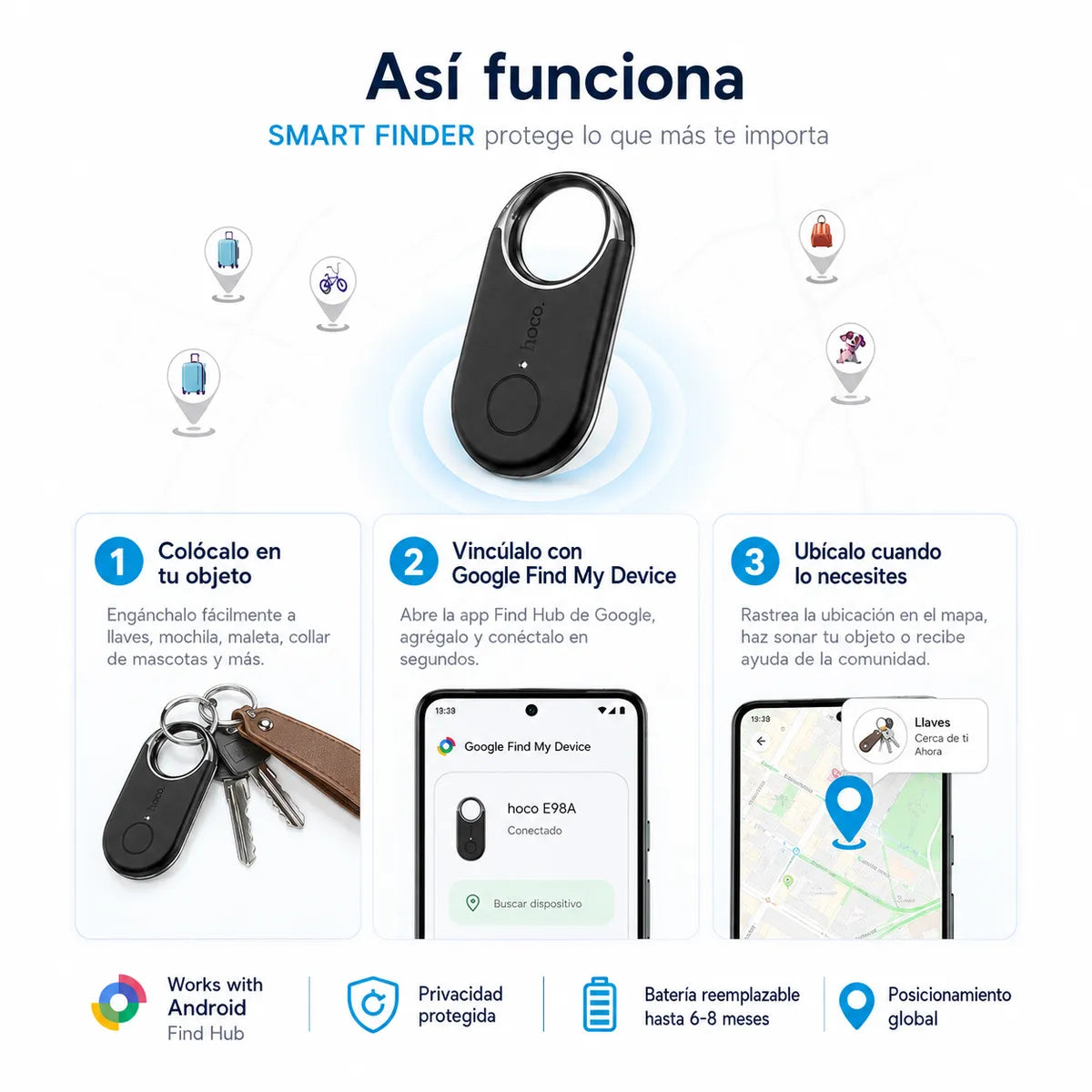 Rastreador Dispositivo Bluetooth Anti Perdida Para Android Hoco E98A